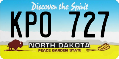 ND license plate KPO727