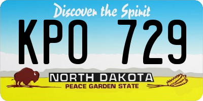 ND license plate KPO729