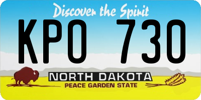 ND license plate KPO730