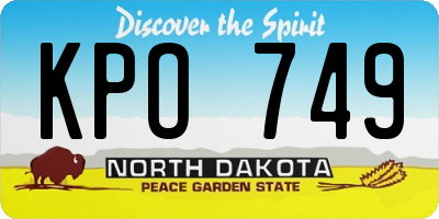 ND license plate KPO749