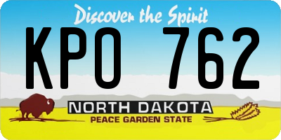 ND license plate KPO762