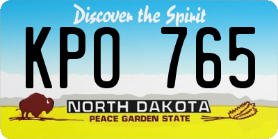 ND license plate KPO765