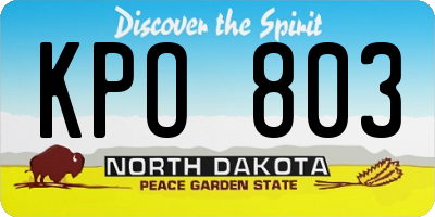 ND license plate KPO803