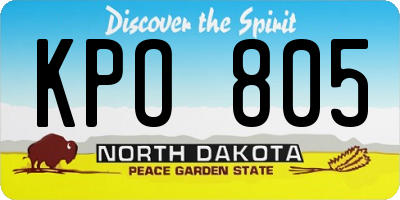 ND license plate KPO805
