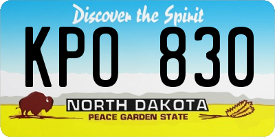 ND license plate KPO830