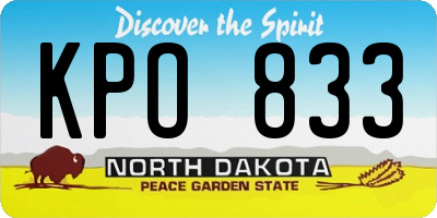 ND license plate KPO833