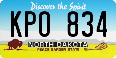 ND license plate KPO834