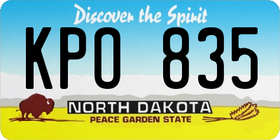 ND license plate KPO835