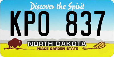 ND license plate KPO837
