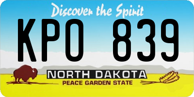 ND license plate KPO839