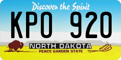 ND license plate KPO920