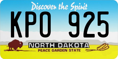 ND license plate KPO925