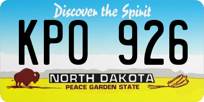ND license plate KPO926