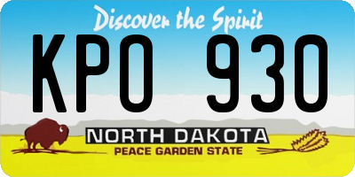ND license plate KPO930