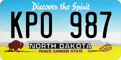 ND license plate KPO987