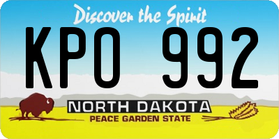 ND license plate KPO992