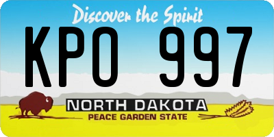 ND license plate KPO997