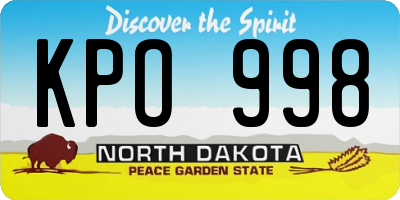 ND license plate KPO998