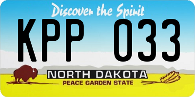 ND license plate KPP033
