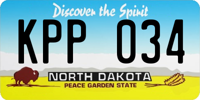 ND license plate KPP034