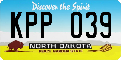ND license plate KPP039
