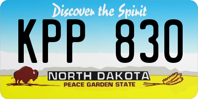 ND license plate KPP830
