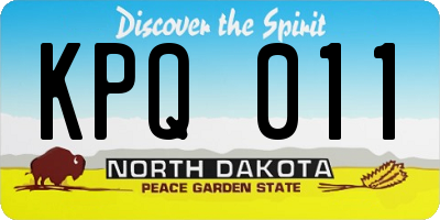 ND license plate KPQ011