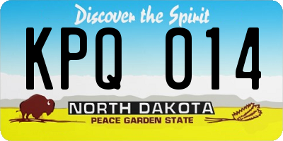 ND license plate KPQ014