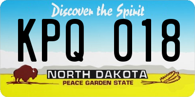 ND license plate KPQ018