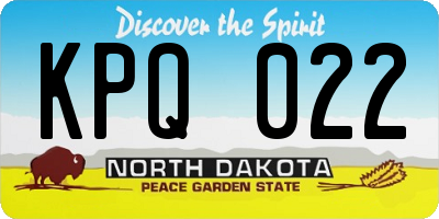 ND license plate KPQ022