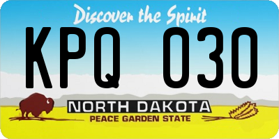 ND license plate KPQ030