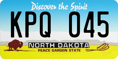 ND license plate KPQ045