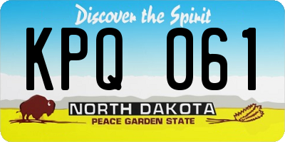 ND license plate KPQ061