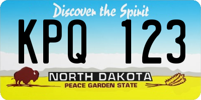 ND license plate KPQ123