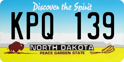 ND license plate KPQ139