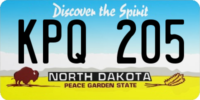 ND license plate KPQ205
