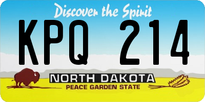ND license plate KPQ214