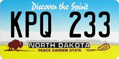 ND license plate KPQ233