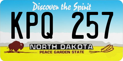 ND license plate KPQ257