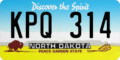 ND license plate KPQ314