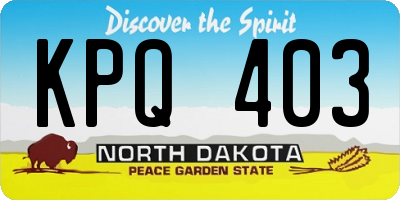 ND license plate KPQ403