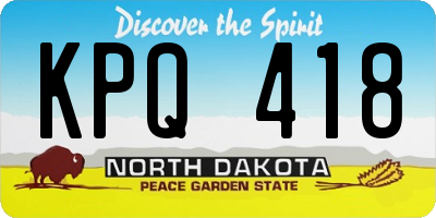 ND license plate KPQ418