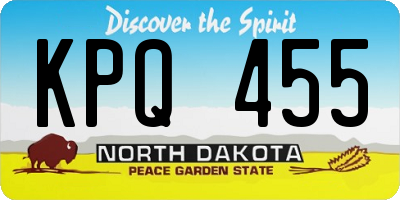 ND license plate KPQ455