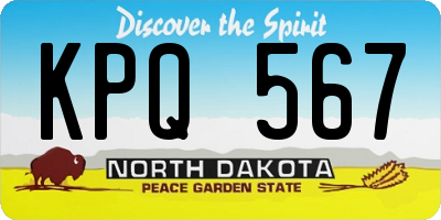 ND license plate KPQ567
