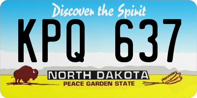 ND license plate KPQ637