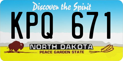 ND license plate KPQ671