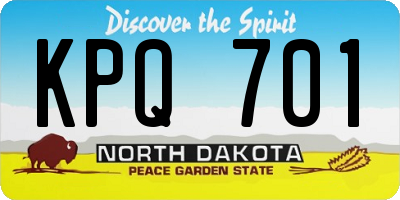 ND license plate KPQ701