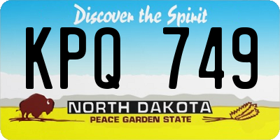 ND license plate KPQ749