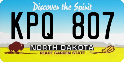 ND license plate KPQ807