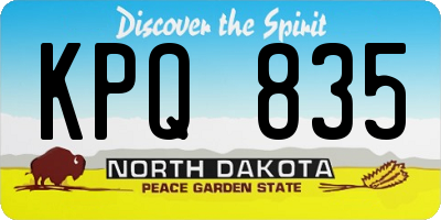 ND license plate KPQ835